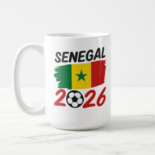 Senegal 2026 Soccer Fan Design with Star Football Kaffeetasse (Links)
