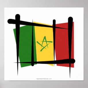 Senegal-Bürsten-Flagge Poster
