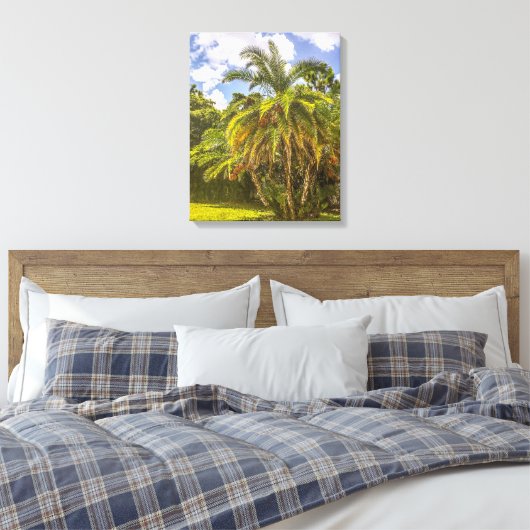 Senegal Date Palm Stretched Canvas Print Leinwanddruck (Insitu (Schlafzimmer))