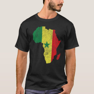 Senegal Flag Afrika Kontinentale Silhouette Gesche T-Shirt