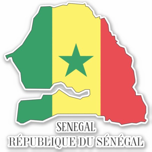 Senegal Flag Charming Patriotic Map Aufkleber (Vorderseite)
