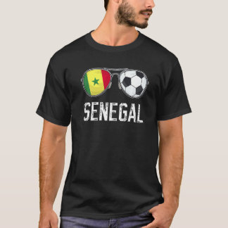 Senegal Flag & Football Sunglass Senegalesischer F T-Shirt
