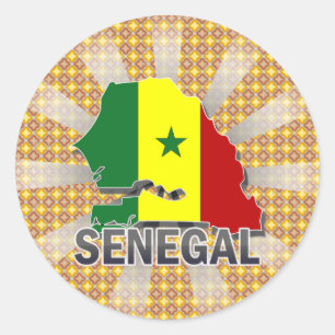 Senegal Flag Map 2.0 Runder Aufkleber