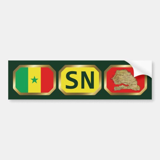 Senegal Flag Map Code Autoaufkleber (Vorne)