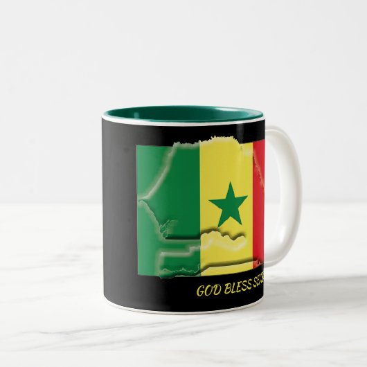 SENEGAL FLAG MAP Scripture Customized BLACK Zweifarbige Tasse (VorderseiteRechts)