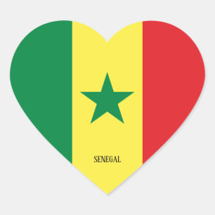 Senegal Flag Splendid Patriotic Herz-Aufkleber