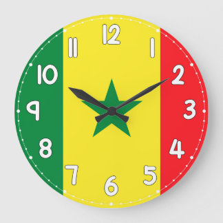 Senegal Flag Wall Clock – Stylish Patriotic Decor Große Wanduhr