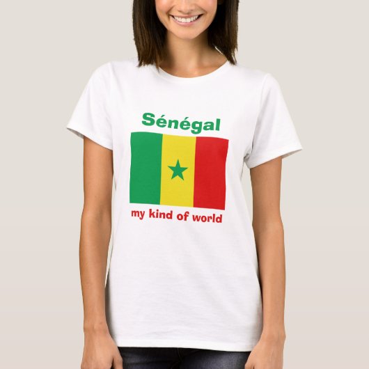 Senegal-Flagge + Karte + Text-T - Shirt (Vorderseite)