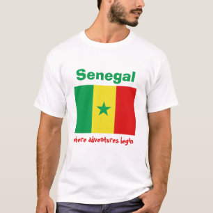 Senegal-Flagge + Karte + Text-T - Shirt