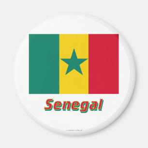 Senegal-Flagge mit Namen Magnet