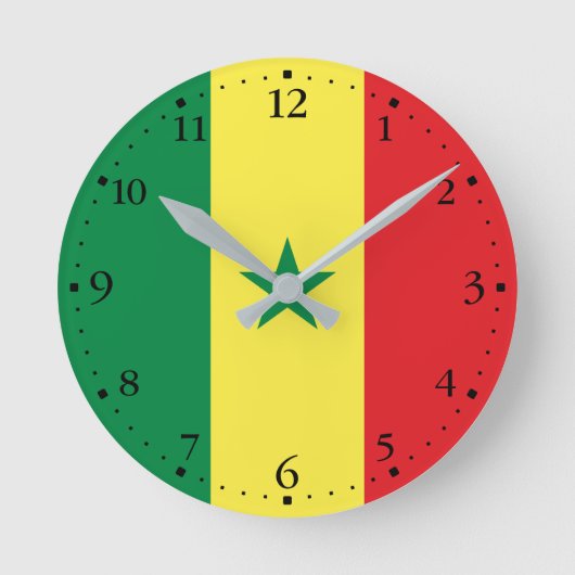 Senegal-Flagge Runde Wanduhr (Vorderseite)