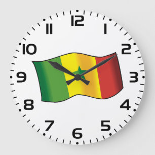 Senegal-Flagge Senegalischer Stolz Grün Gelb Rot Große Wanduhr