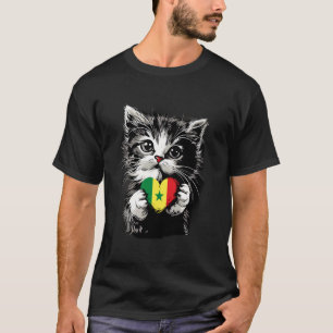 Senegal-Flagge Senegalischer Stolz Katze Herz Sene T-Shirt
