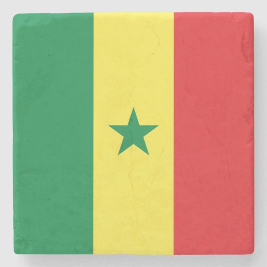 Senegal-Flagge Steinuntersetzer (Vorderseite)