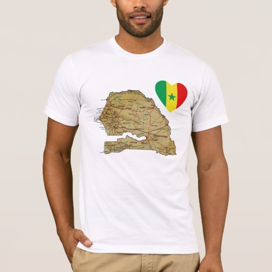 Senegal-Flaggen-Herz und Karten-T - Shirt (Vorderseite)