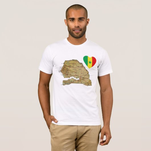 Senegal-Flaggen-Herz und Karten-T - Shirt (Vorne ganz)