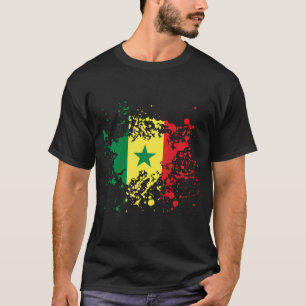 Senegal-Flaggen-Tinten-Spritzer T-Shirt