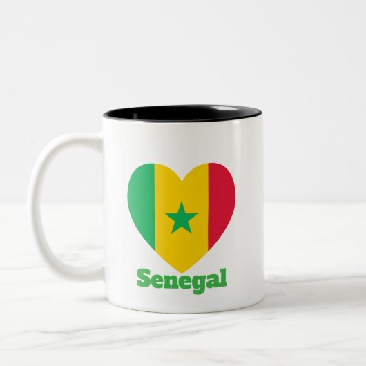 Senegal Herzenflagge Zweifarbige Tasse (Links)