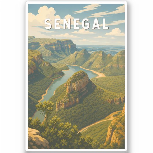 Senegal Illustration Reise Kunst Vintage Aufkleber (Vorderseite)