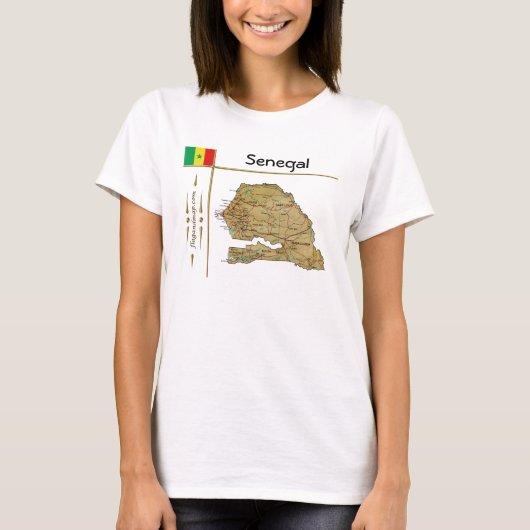 Senegal Karte + Flag + T - Shirt (Vorderseite)