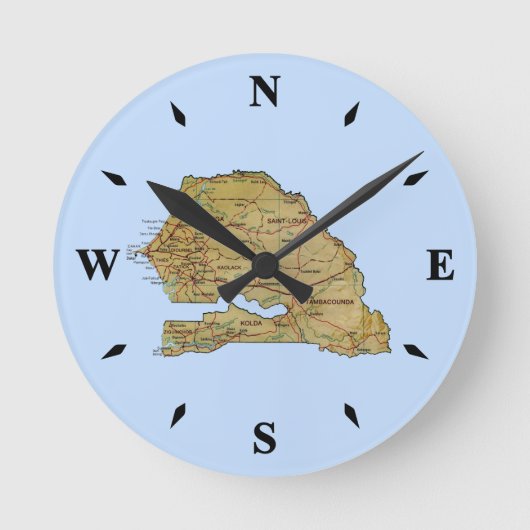 Senegal Map Clock Runde Wanduhr (Vorderseite)