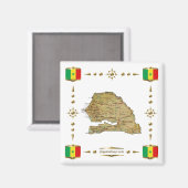 Senegal Map + Flags Magnet (Vorderseite/Rückseite)