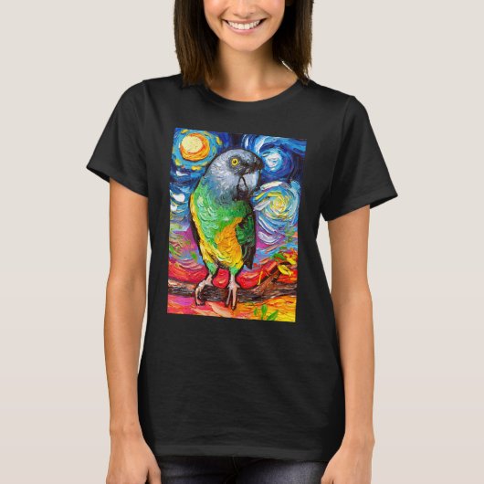 Senegal Parrot Starry Night Bird Tropical Art by A T-Shirt (Vorderseite)