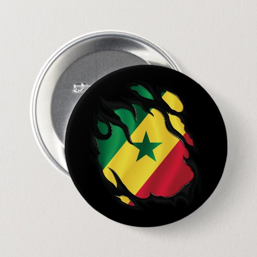 Senegal Ripped Flag Button (Vorne & Hinten)