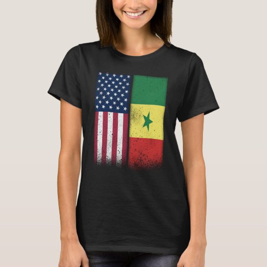 Senegal Senegalese American Flags Proud USA Senega T-Shirt (Vorderseite)