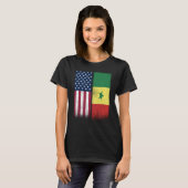 Senegal Senegalese American Flags Proud USA Senega T-Shirt (Vorne ganz)