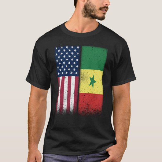 Senegal Senegalese American Flags Proud USA Senega T-Shirt (Vorderseite)