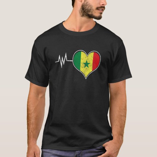 Senegal Senegalese Westafrika Proud Heart Liebe Fl T-Shirt (Vorderseite)