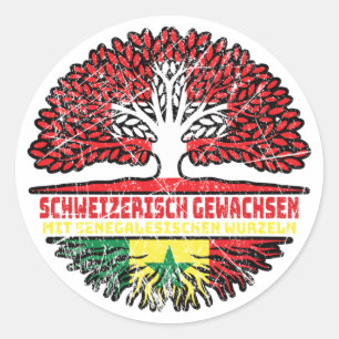 Senegal Senegalesisch Schweizer Schweiz Baum Runder Aufkleber