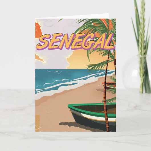 Senegal Vintages Strandposter Feiertagskarte (Vorderseite)