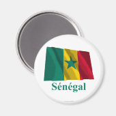 Senegal Wave Flag mit Namen in Französisch Magnet (Vorderseite/Rückseite)