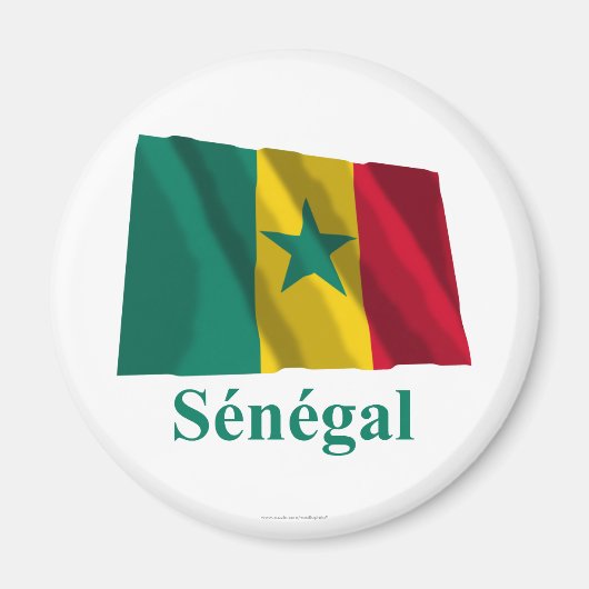 Senegal Wave Flag mit Namen in Französisch Magnet (Vorne)