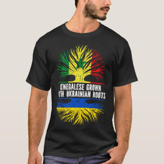 Senegalesisch mit ukrainischer Roots-Flagge wachse T-Shirt
