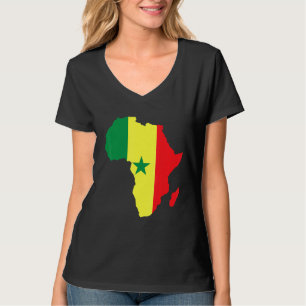Senegalesische Flagge Afrika Kontinentale Silhouet T-Shirt
