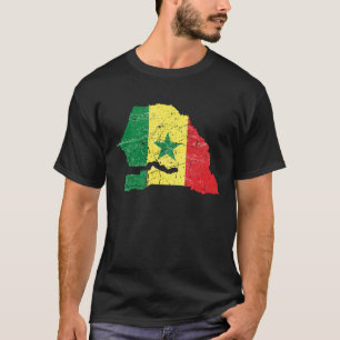 Senegalesische Flagge in Not mit Senegal-Karte T-Shirt