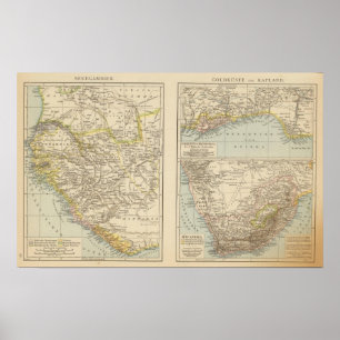 Senegambien, Goldkuste, Kapland Atlas Karte Poster