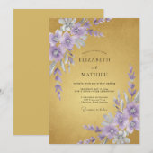 Senf Amethyst Blütenblatt Hochzeit Einladung (Vorne/Hinten)