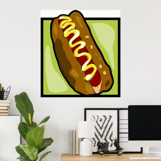 Senf auf einem Hotdog-Poster Poster