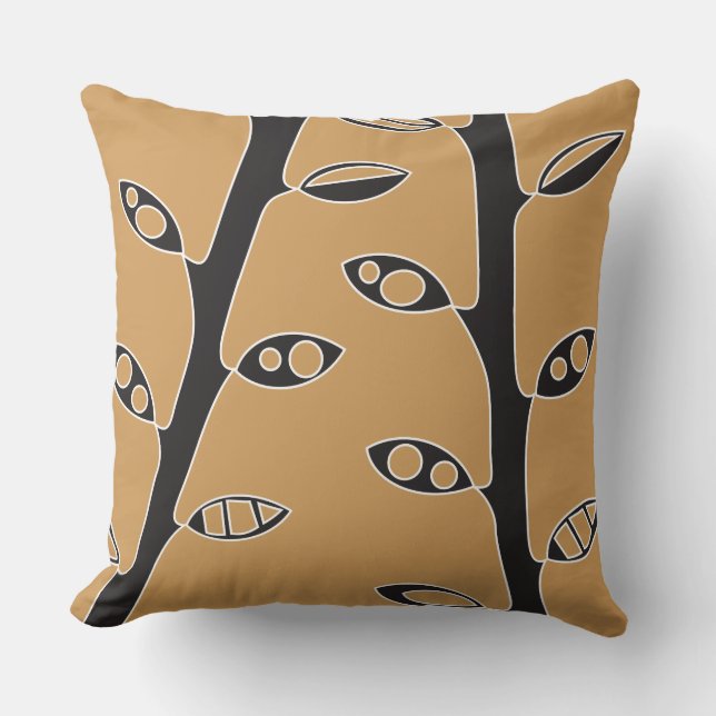 Senf Black VINES Retro DESIGN Kissen (Vorderseite)