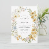 Senf Botanische Boho-Hochzeit Einladung (Stehend Vorderseite)