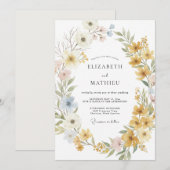 Senf Botanische Boho-Hochzeit Einladung (Vorne/Hinten)