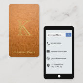 Senf-Brown scheinbare lederne iPhone Art Visitenkarte (Vorne/Hinten)