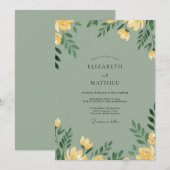 Senf-Celadon-Mohn-Hochzeit Einladung (Vorne/Hinten)