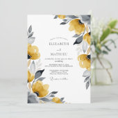 Senf Chic Botanische Hochzeit Einladung (Stehend Vorderseite)