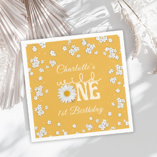 Senf-Daisy-Wild-One-1.-Geburtstag-Papier-Serviette Serviette
