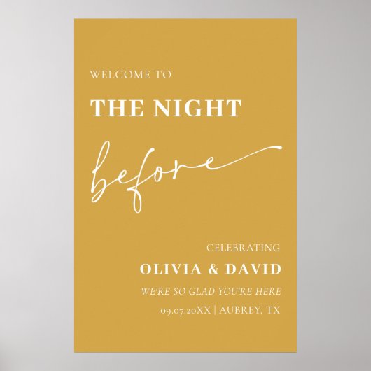 Senf die Nacht vor der Probe Begrüßungsunterschrif Poster (Vorne)